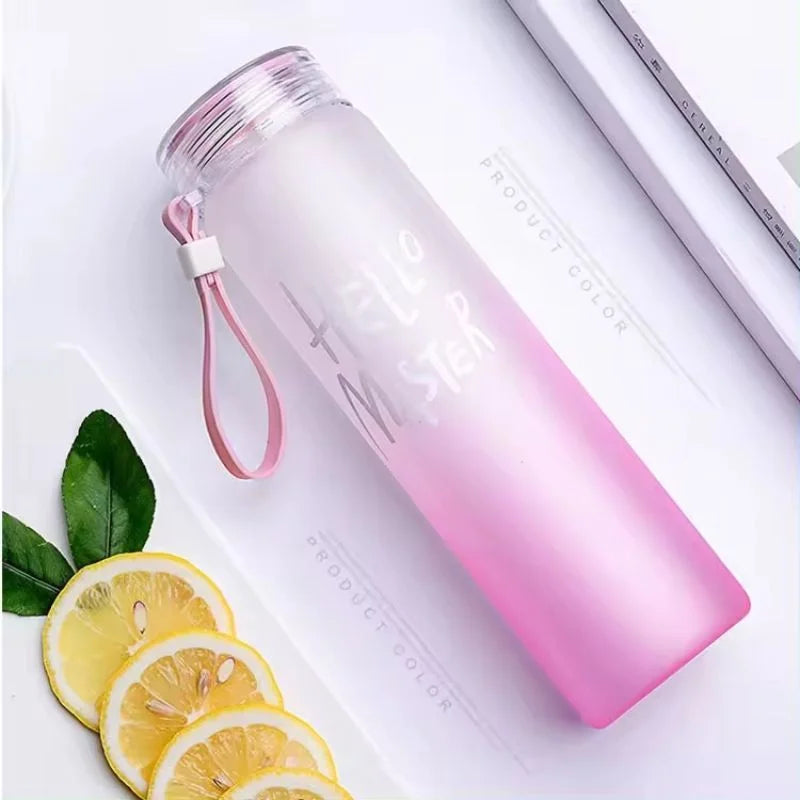Pink Frosted Glass Water Bottle YMDS