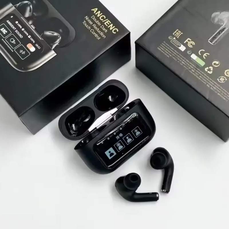 Black A9 Pro ANC Bluetooth 5.4 Wireless Earbuds YMDS