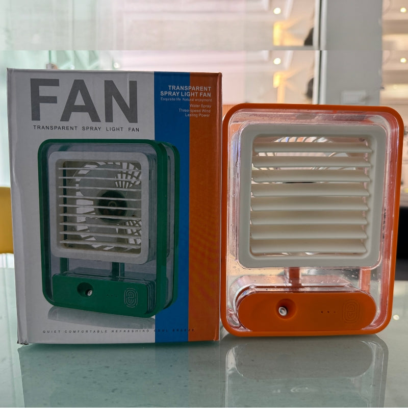 Portable USB Air Cooler Fan – 3-Speed, Mist Spray, Rechargeable | Random Color YMDS