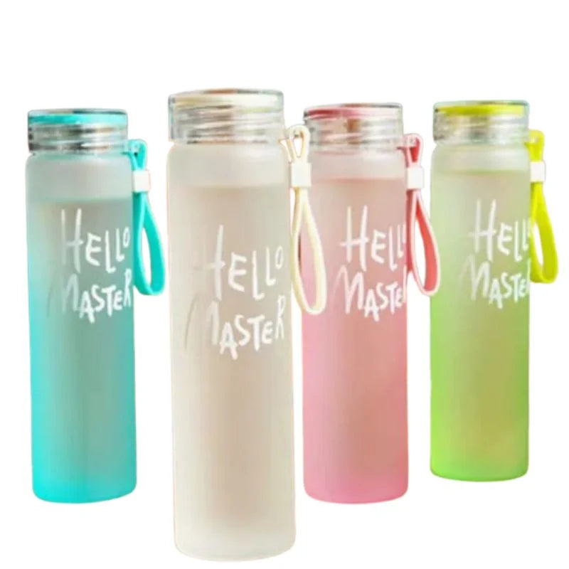 Pink Frosted Glass Water Bottle YMDS
