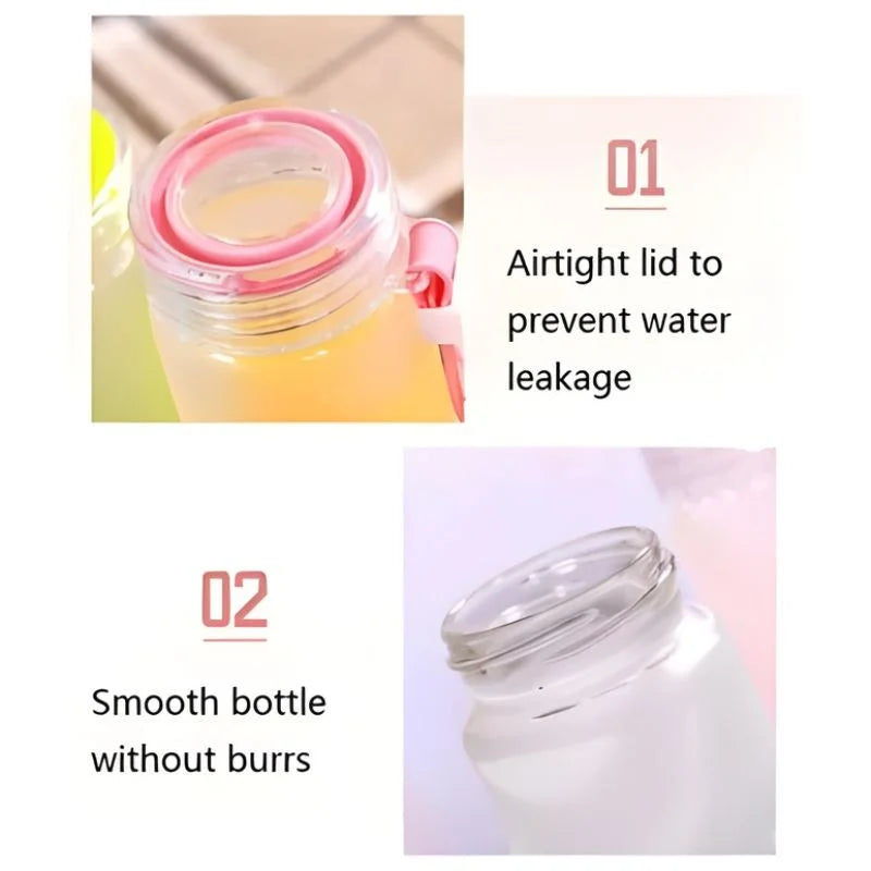 Pink Frosted Glass Water Bottle YMDS
