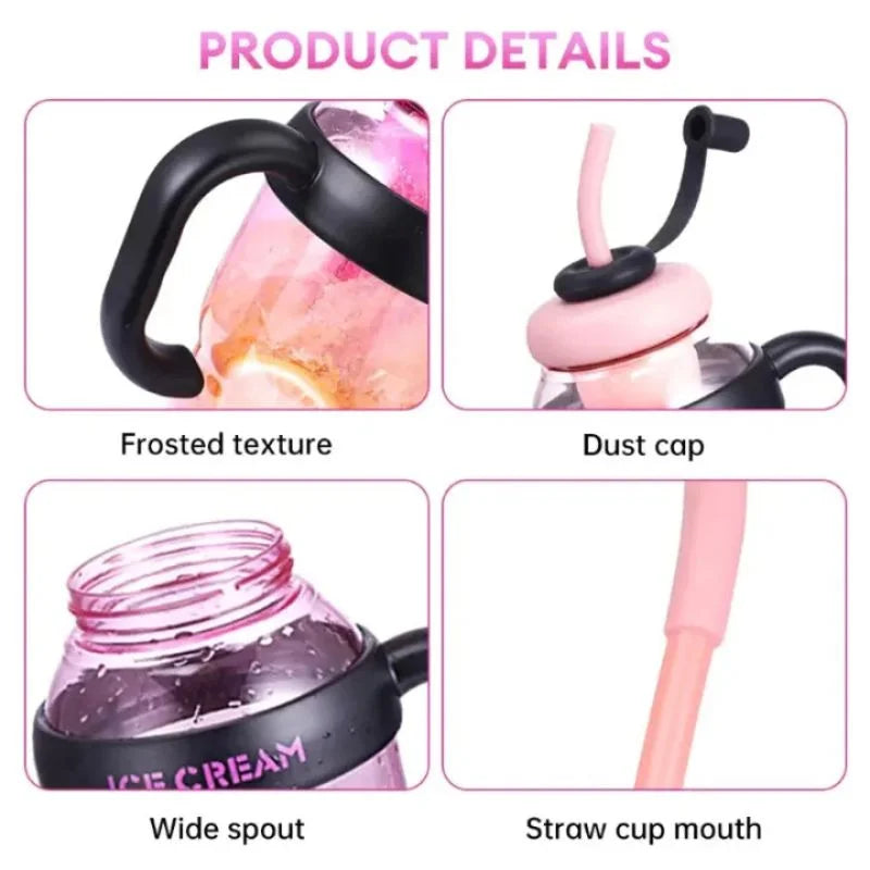 Ice Cream Water Bottle with Straw & Tea Infuser YMDS