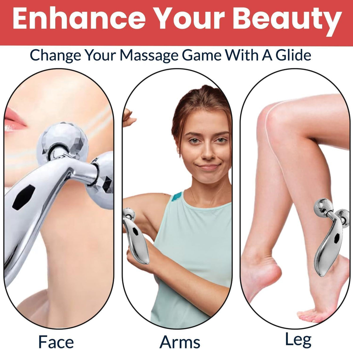 3d Manual Face Massager For Women Facial Massager and Face Roller For Glowing Skin Self Care Product Body Massage Tool Silver Rida's Collection