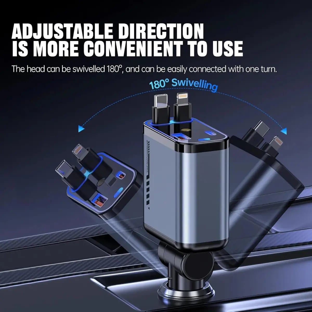 4 In 1 Fast Charging Usb-C Car Adapter - Car Accessory Designed For Power Charging And Daily Travel Routine - With Light HHC