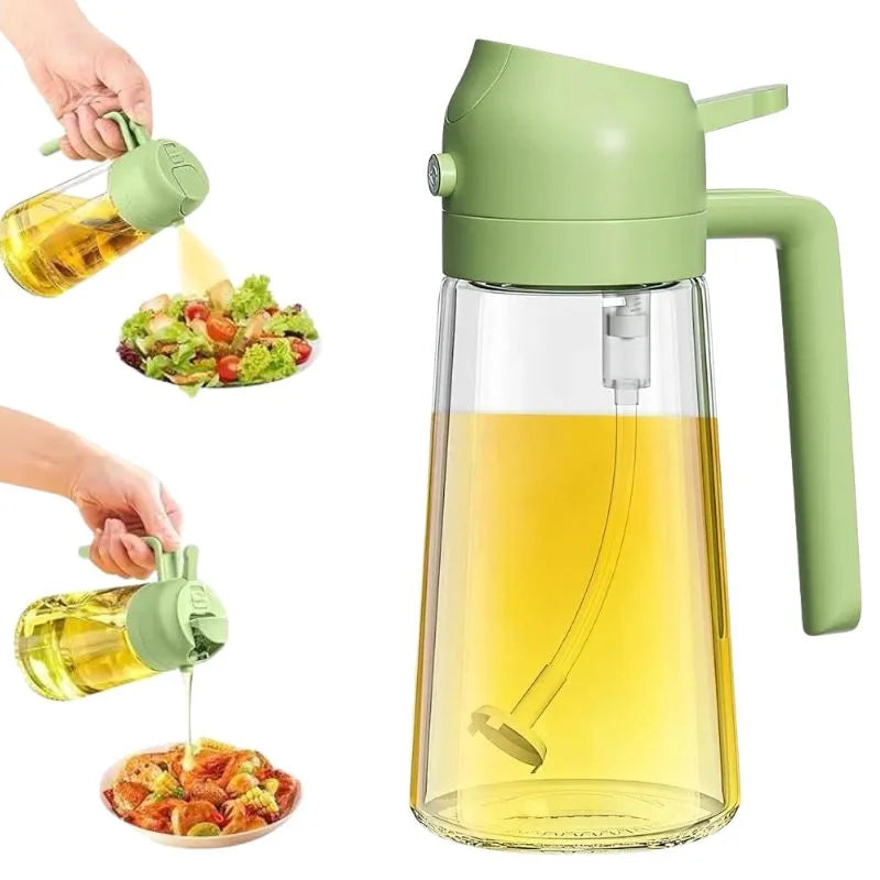 2-in-1 Glass Oil Spray Bottle & Dispenser with Pouring Spout YMDS