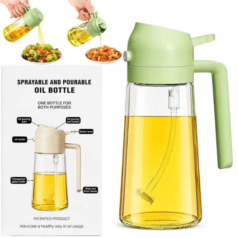2-in-1 Glass Oil Spray Bottle & Dispenser with Pouring Spout YMDS