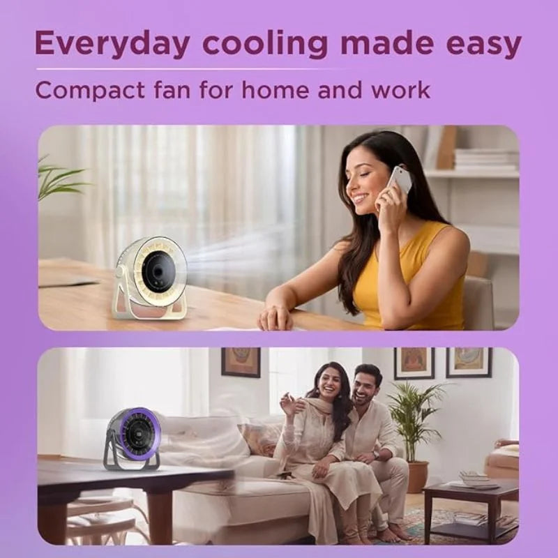 Desktop Circular Rechargeable Fan with 360° Adjustable Airflow YMDS