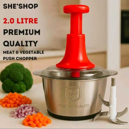 2.0Litre 4 Blades Premium Quality Meat and Vegetable Push Chopper ARDS