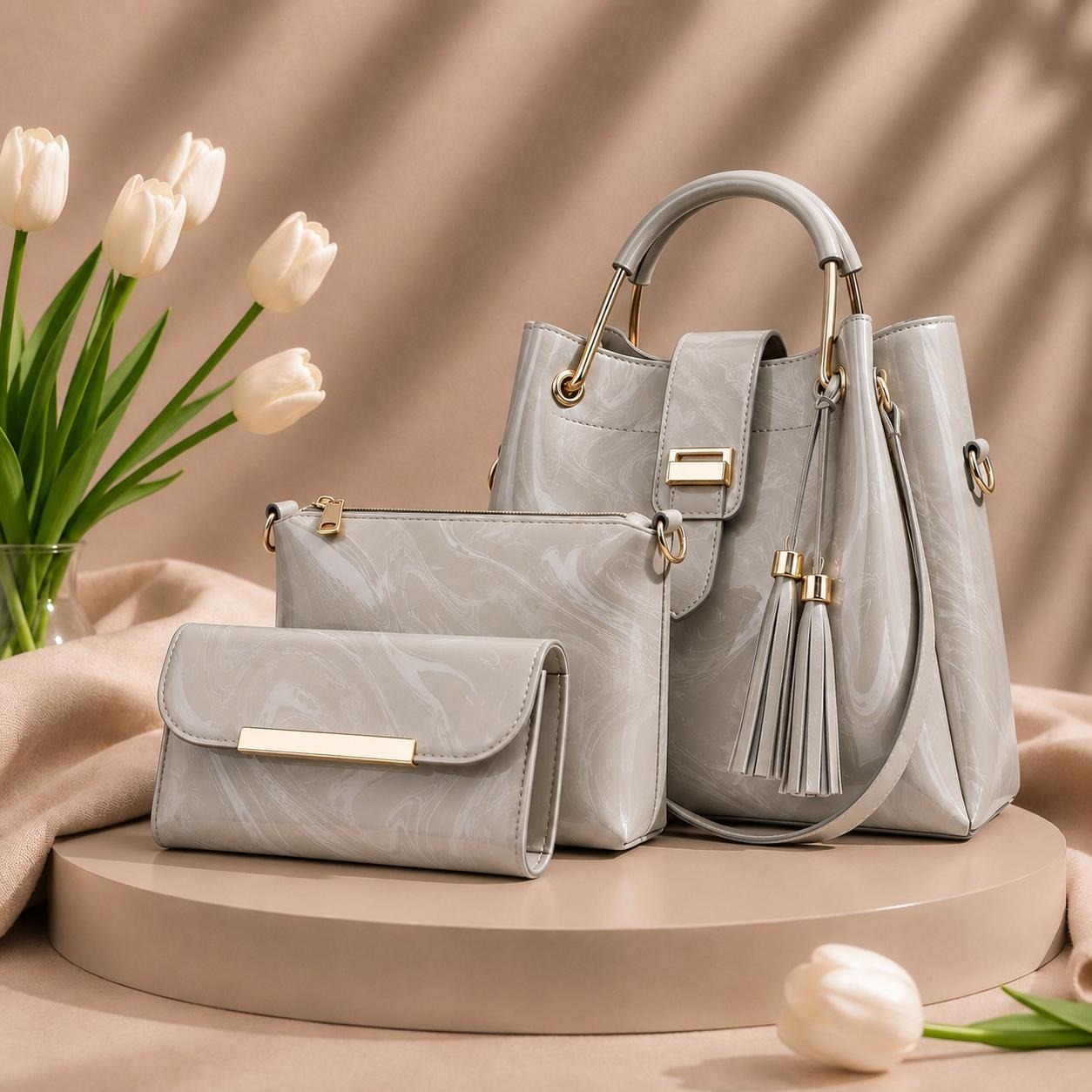 3 Pcs Luxury Women Handbag Set ARDS