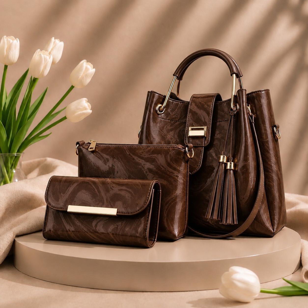 3 Pcs Luxury Women Handbag Set ARDS