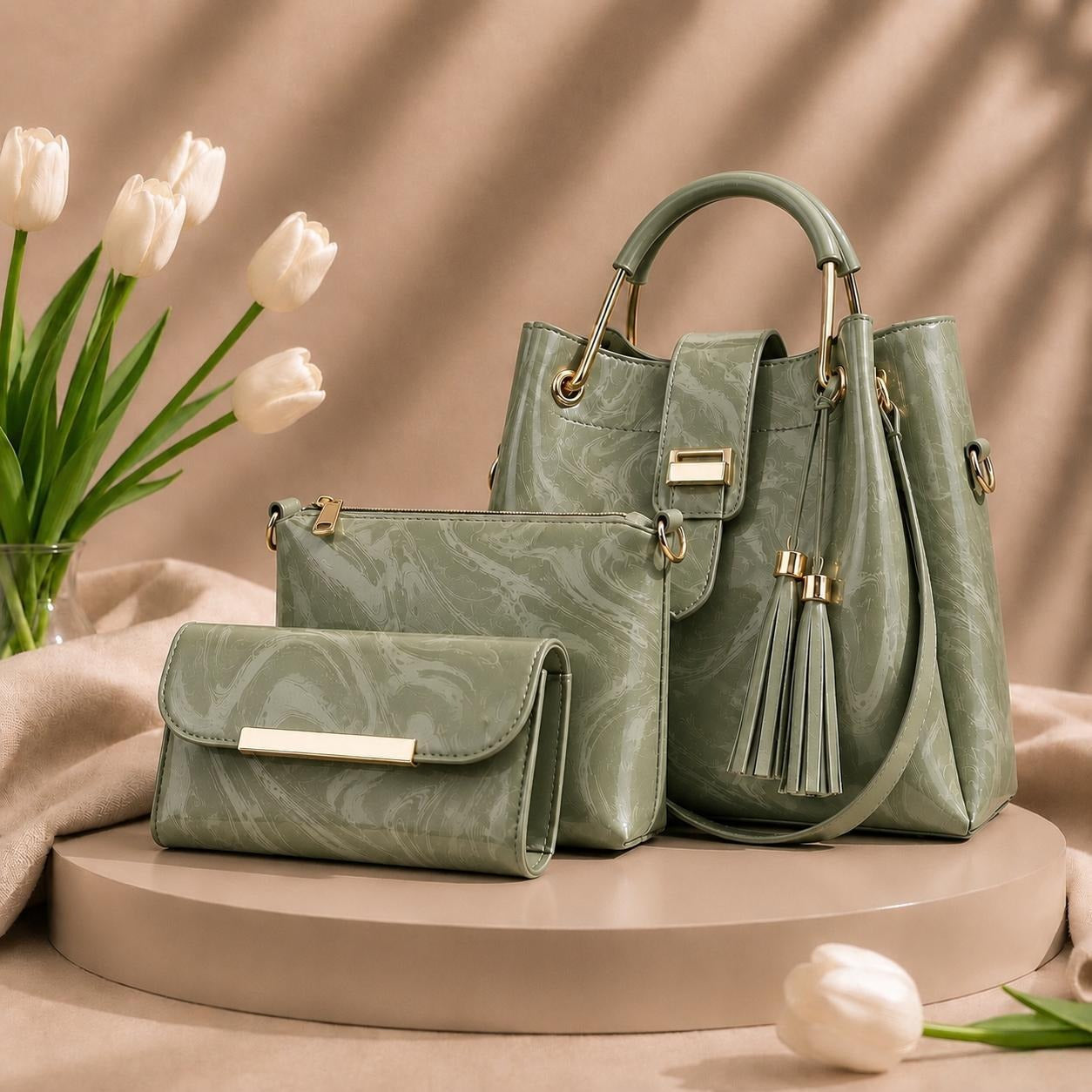 3 Pcs Luxury Women Handbag Set ARDS