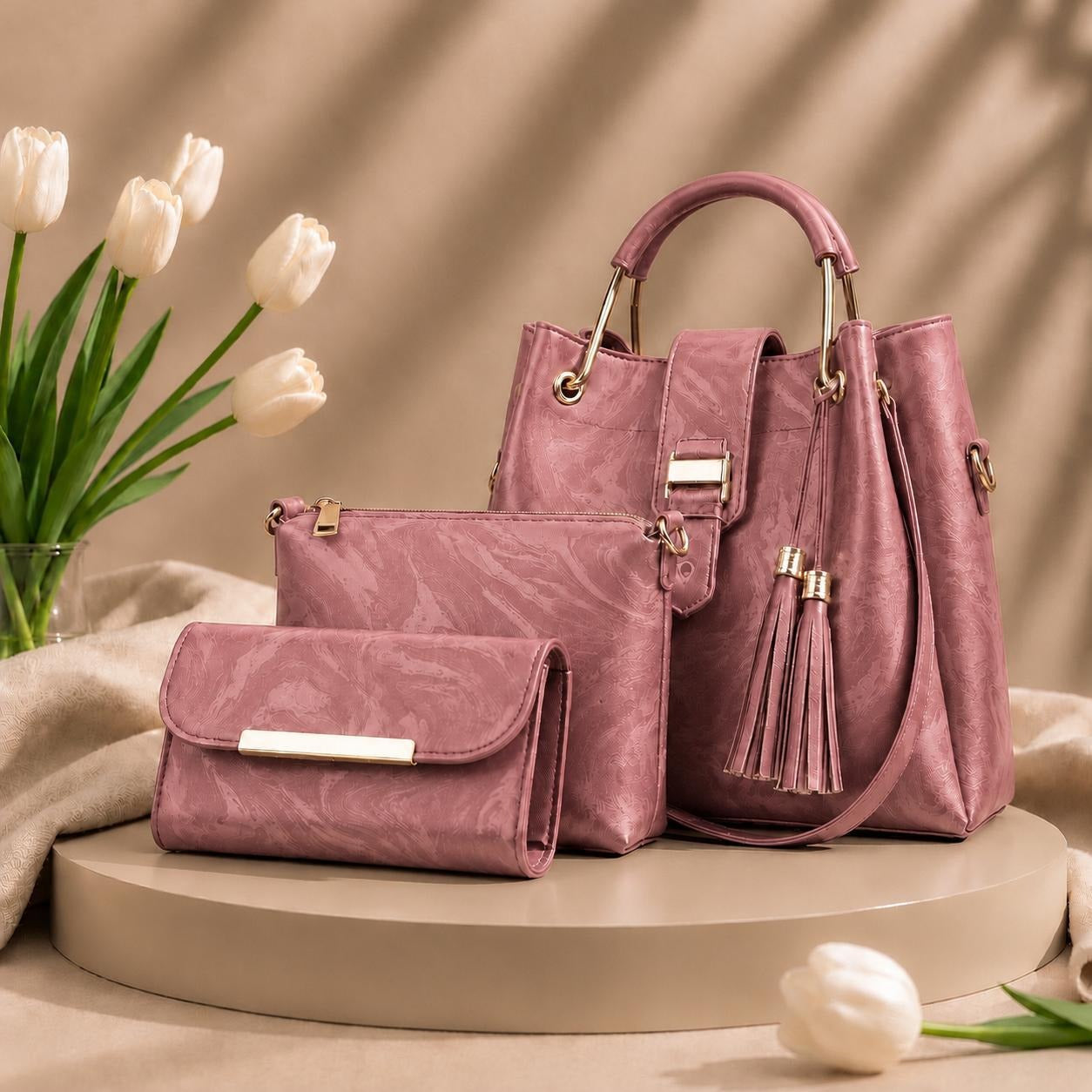 3 Pcs Luxury Women Handbag Set ARDS