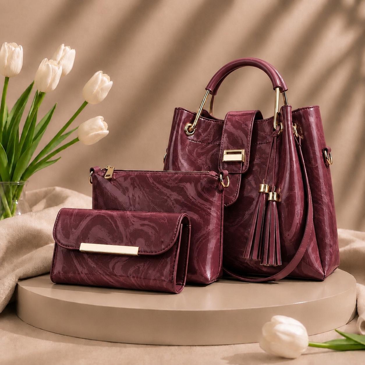 3 Pcs Luxury Women Handbag Set ARDS
