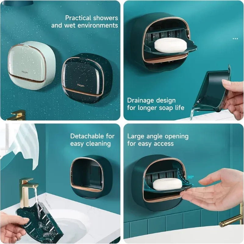 Dark Green | Self-Adhesive Wall-Mounted Luxury Soap Holder YMDS