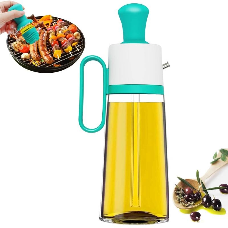 3 in 1 Oil Dispenser Bottle for Kitchen with Brush Glass Spray Bottle 550ml ARDS