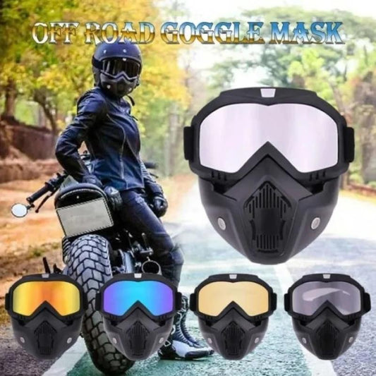2-in-1 Motorcycle Helmet Goggles &amp; Detachable Mask ARDS