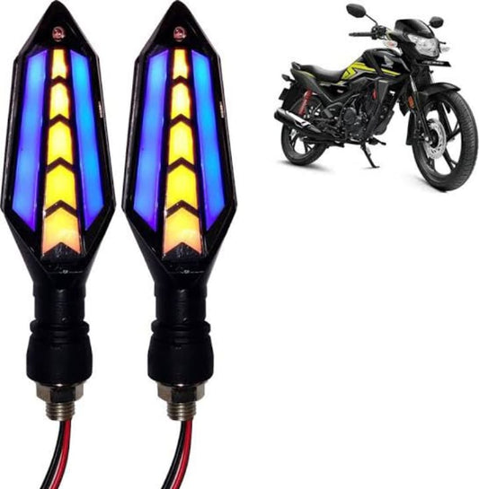 Bike Indicator Slide Arrow Running Style With Lava DRL Red - Yellow 4 Pcs Set HHC