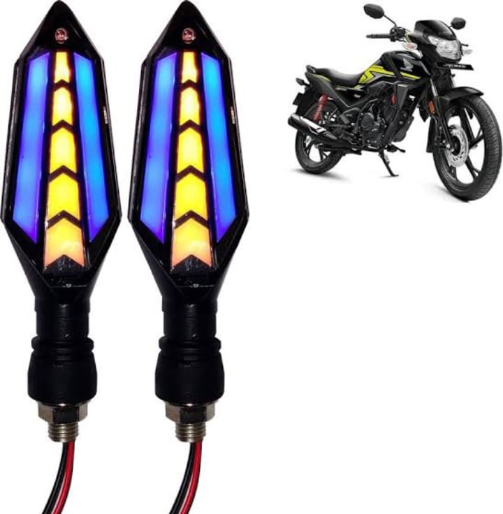 Bike Indicator Slide Arrow Running Style With Lava DRL Red - Yellow 4 Pcs Set HHC