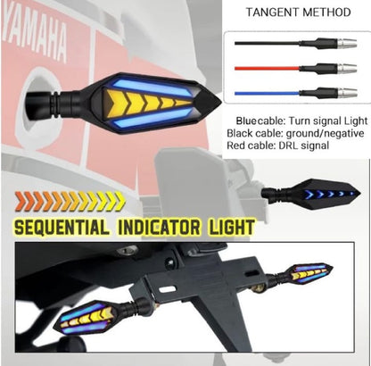 Bike Indicator Slide Arrow Running Style With Lava DRL Red - Yellow 4 Pcs Set HHC