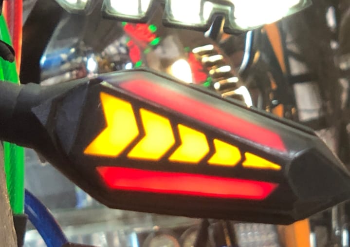 Bike Indicator Slide Arrow Running Style With Lava DRL Red - Yellow 4 Pcs Set HHC