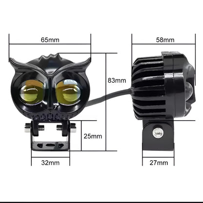 2 Pcs OWL Shape Fog Light – Yellow/White Flash, High &amp; Low Beam, 40W HHC