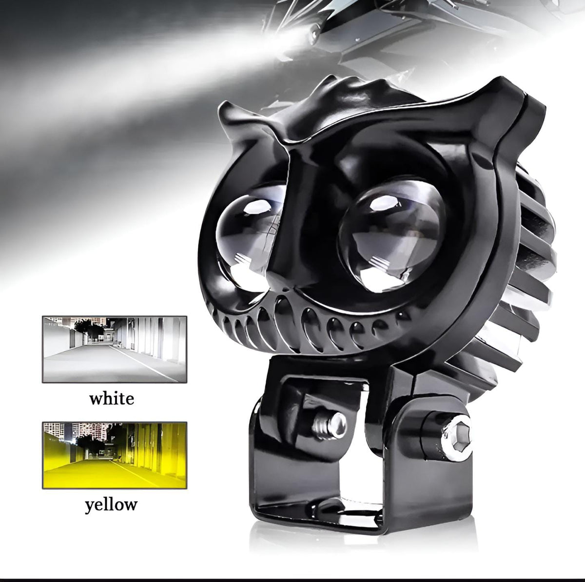 2 Pcs OWL Shape Fog Light – Yellow/White Flash, High &amp; Low Beam, 40W HHC
