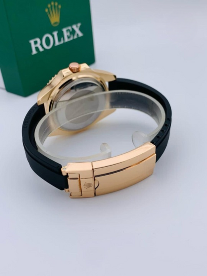 Golden Rolex-Style Men's Watch – Adjustable Rubber Strap &amp; Heavy Master Lock HHC