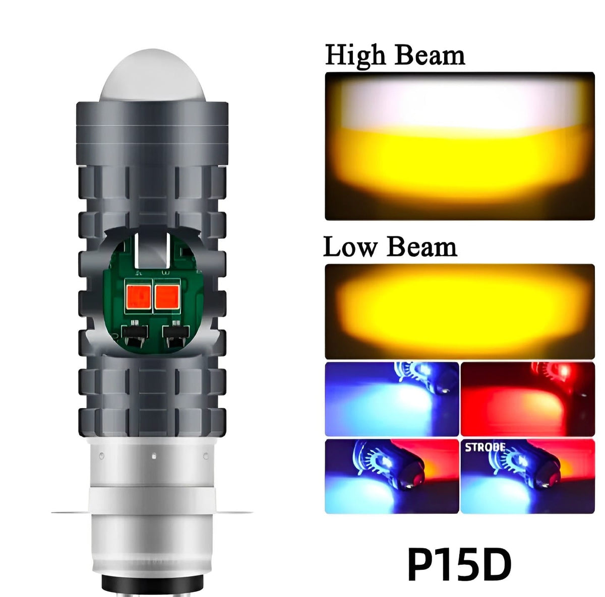 Bike LED Headlight Bulb – 5-Function Police Flasher Light for CD70 &amp; CG125 HHC