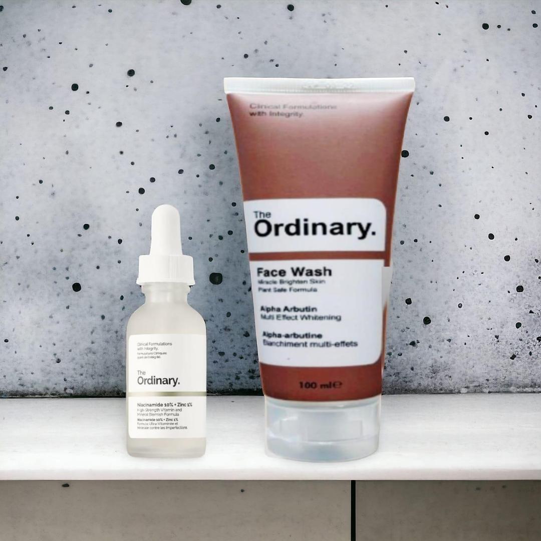 Pack of 2 The Ordinary Niacinamide Serum &amp; Alpha Arbutin Face Wash Deal HHC