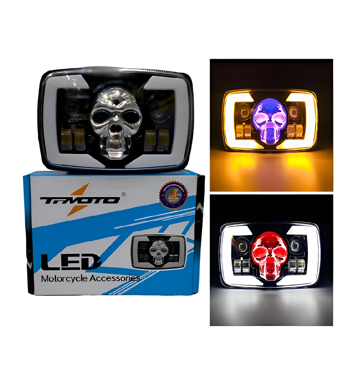 Skull Style Headlight with indicators Beam For Bike HHC