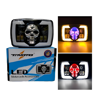 Skull Style Headlight with indicators Beam For Bike HHC