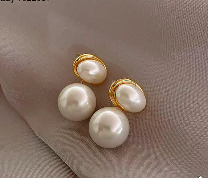 Oval Shape Marble Korean Style Earrings HHC