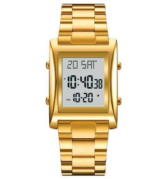 SKMEI Men's Digital Square Watch – Stainless Steel Chain HHC