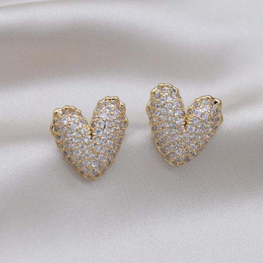 Zircon Heart Stud Earrings HHC