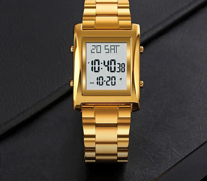 SKMEI Men's Digital Square Watch – Stainless Steel Chain HHC