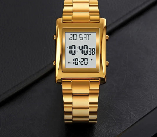 SKMEI Men's Digital Square Watch – Stainless Steel Chain HHC