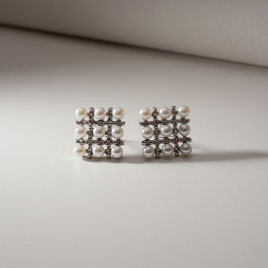 Pearl Square Korean Earrings – PJT-106 HHC