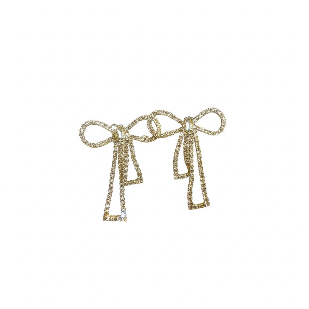 PQT-985 Bow Shape Zircon Korean Earrings HHC
