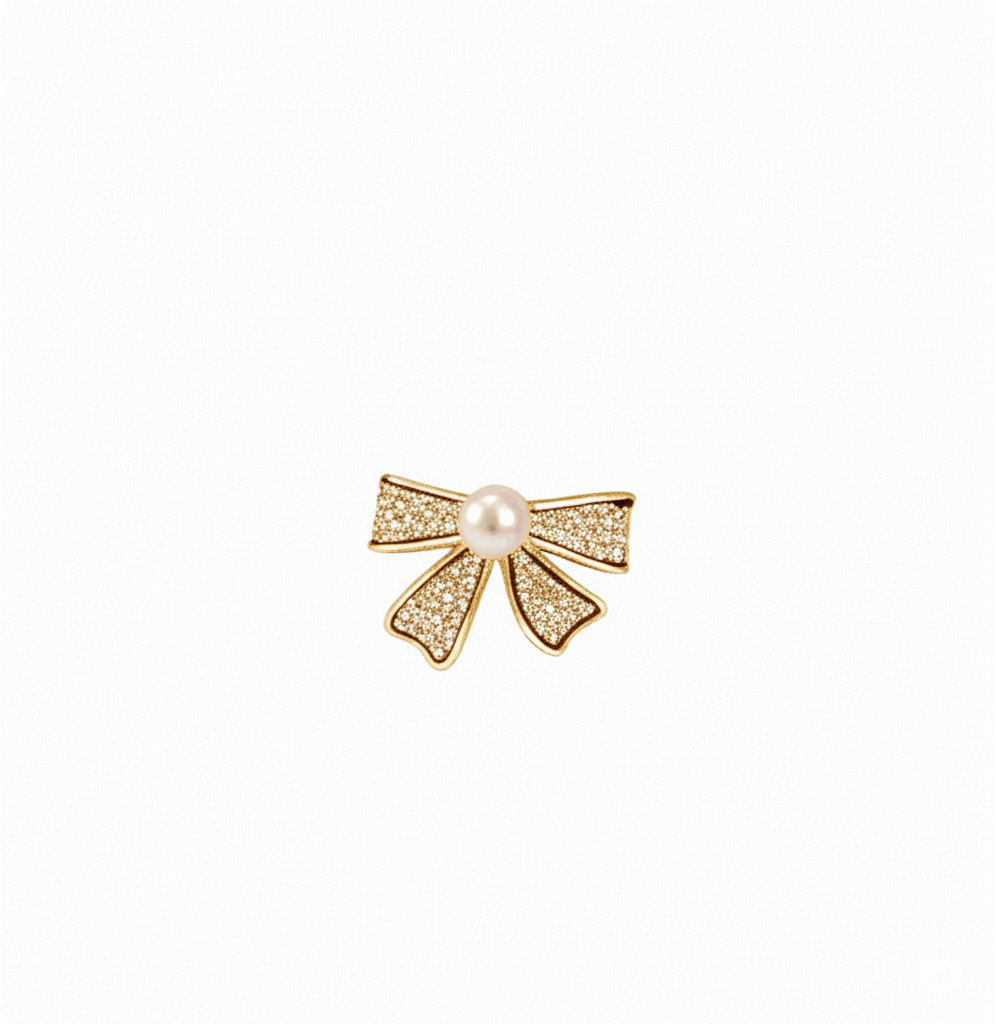 Bow Shape Zircon Pearl Earrings – PJT-995 HHC