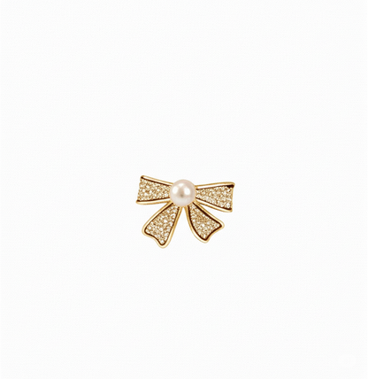 Bow Shape Zircon Pearl Earrings – PJT-995 HHC