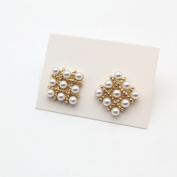 Pearl Square Korean Earrings – PJT-106 HHC