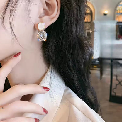 PJT-984 Fashion Rhinestone Square Earrings for Women HHC