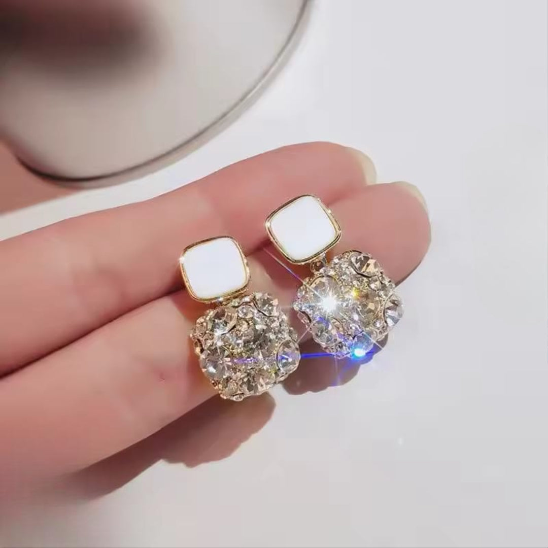 PJT-984 Fashion Rhinestone Square Earrings for Women HHC