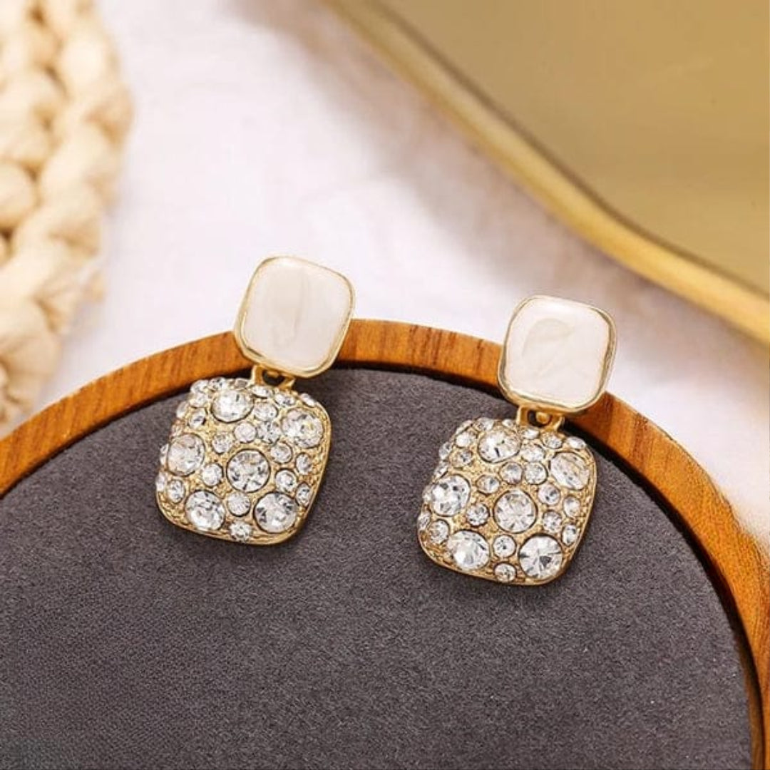 PJT-984 Fashion Rhinestone Square Earrings for Women HHC