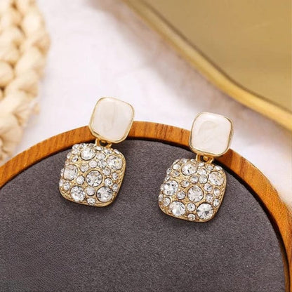 PJT-984 Fashion Rhinestone Square Earrings for Women HHC