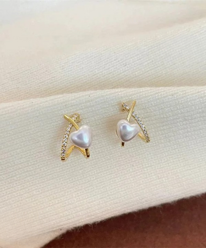 Minimalist Pearl Heart Earrings – PJT-993 HHC