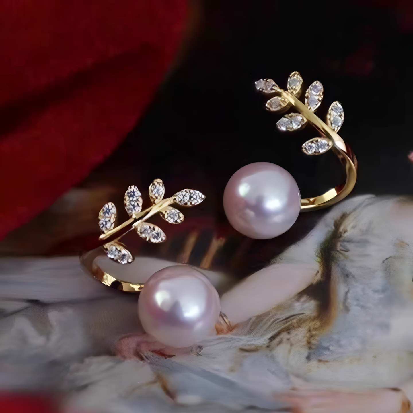 Elegant Leaf Pearl Korean Earrings – AWT-103 HHC