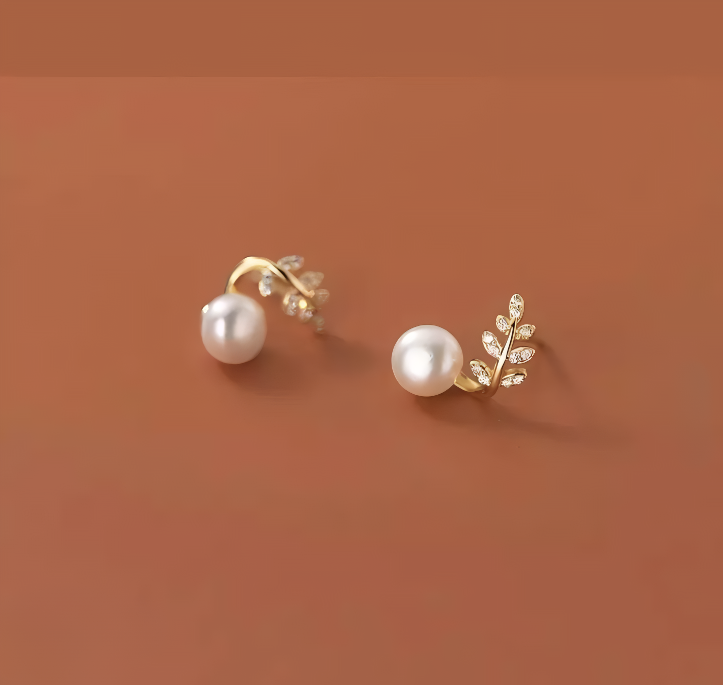 Elegant Leaf Pearl Korean Earrings – AWT-103 HHC