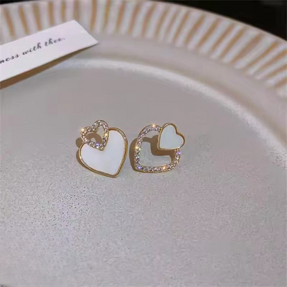 PJT-987 Beautiful Korean Heart Shape Zircon Earrings HHC