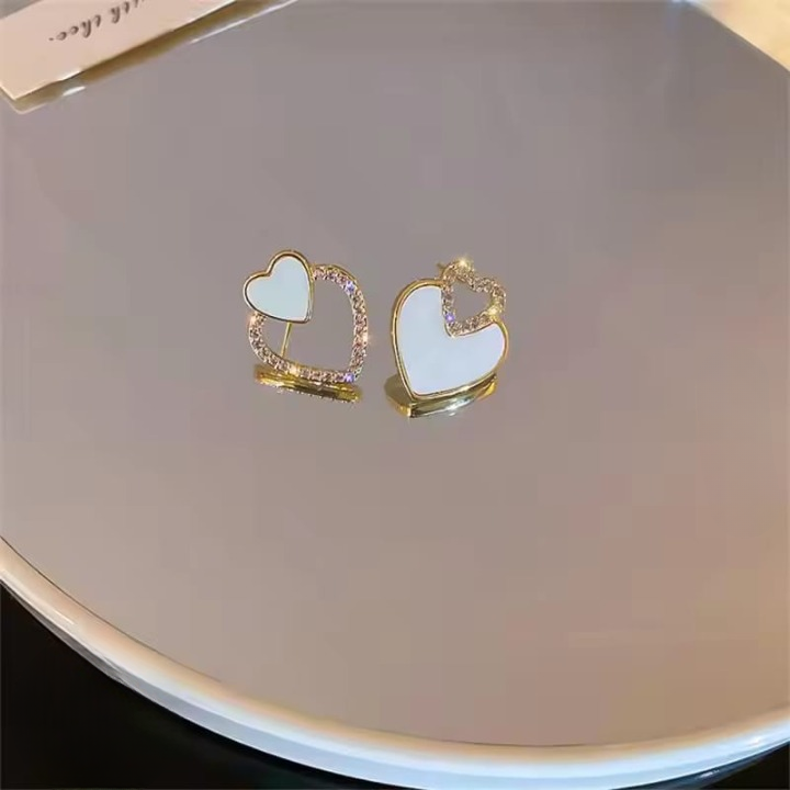 PJT-987 Beautiful Korean Heart Shape Zircon Earrings HHC